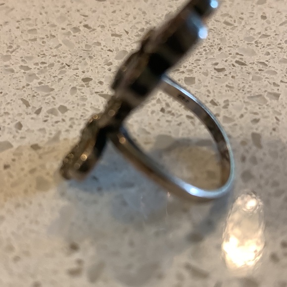 Sterling silver 925 ring with blue synthetic stone size 7 - Picture 3 of 4